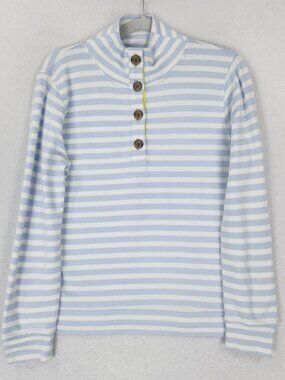 J.CREW LIGHT BLUE WHITE STRIPED BUTTON FRONT SWEATSHIRT